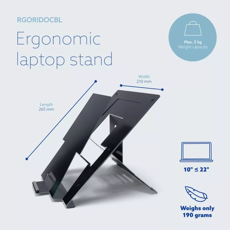 R-Go Tools Laptop stand R-Go Riser Document, ergonomic, foldable and adjustable stand with document holder, black