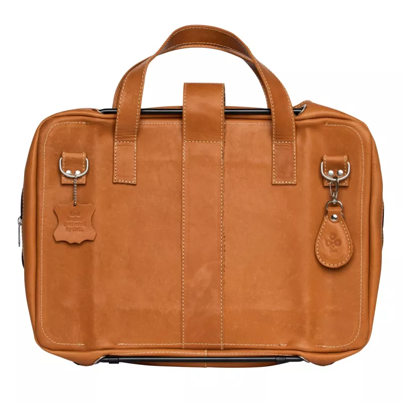 R-Go Tools Laptop bag R-Go Viva, full-grain leather, with integrated laptop stand, shoulder strap, 15.6-inch, brown