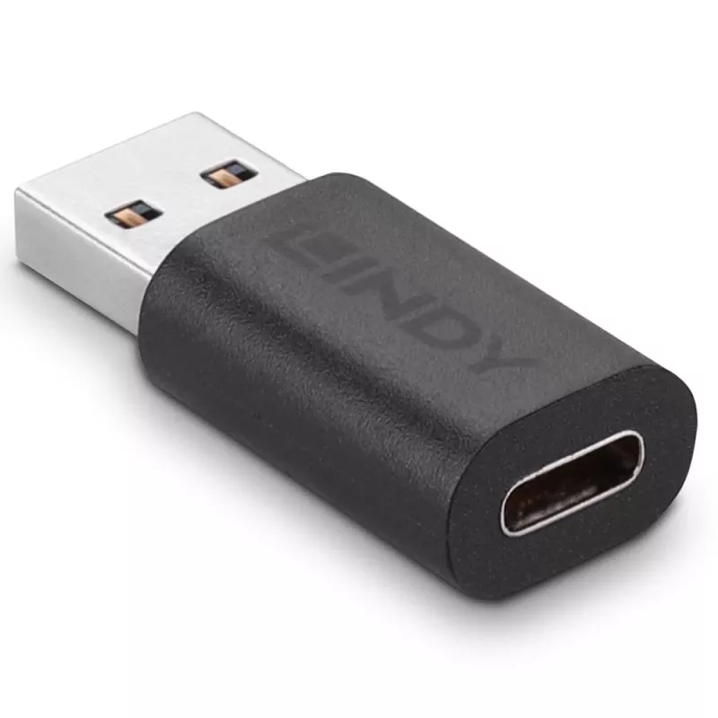 Lindy USB 3.2 Type A to C adapter, USB 3.2 Type A, USB 3.2 Type C, Black