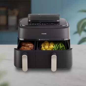 Hot air fryer Philips 5000 series NA551/00 — 9 L capacity, 2300 W, touch control, LED display, black/silver