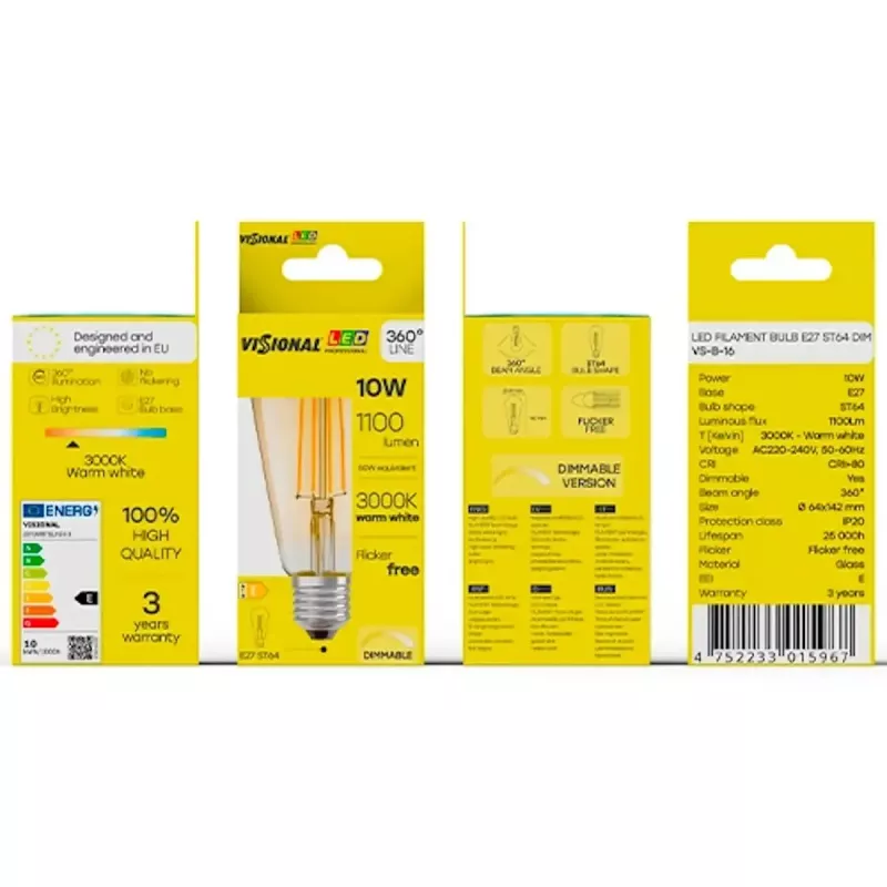 LED bulb VISIONAL VS-B-16 10W — 1100 lm, household lighting