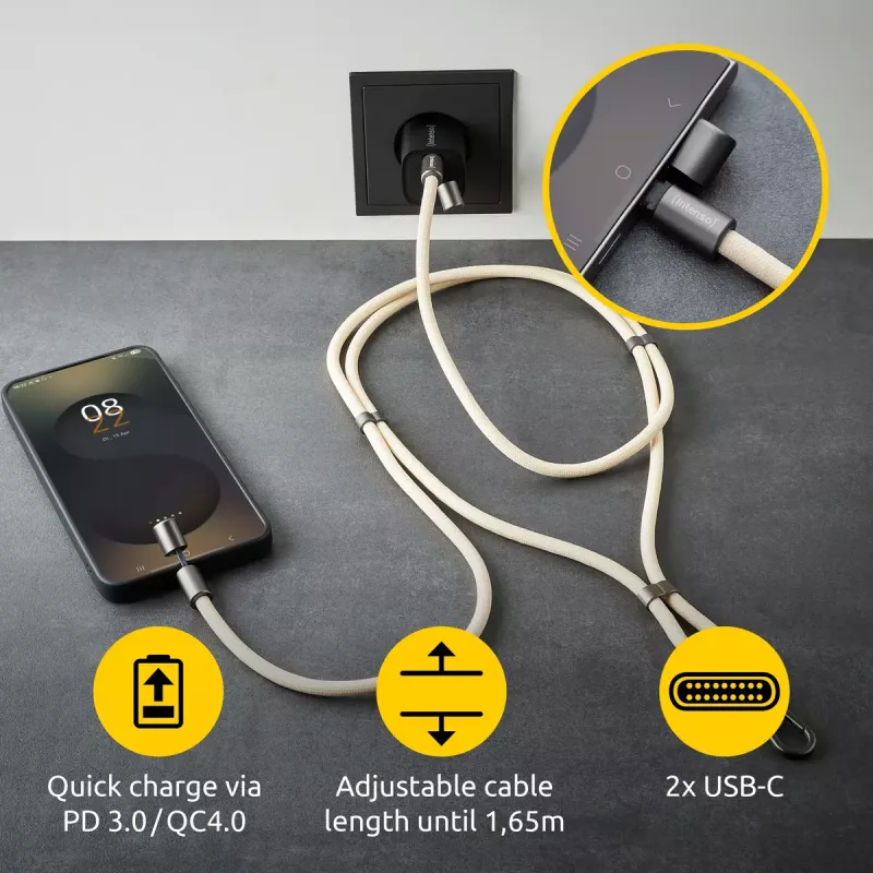USB Cable Intenso Handykette 1.65m USB-C Beige
