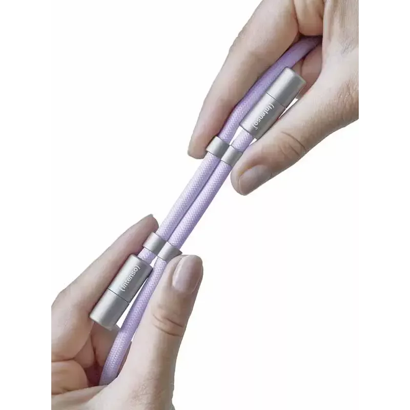 Intenso USB-C Charging Lanyard Phone Necklace Cable 60W Fast Charging Adjustable Length 1.65m Nylon Purple