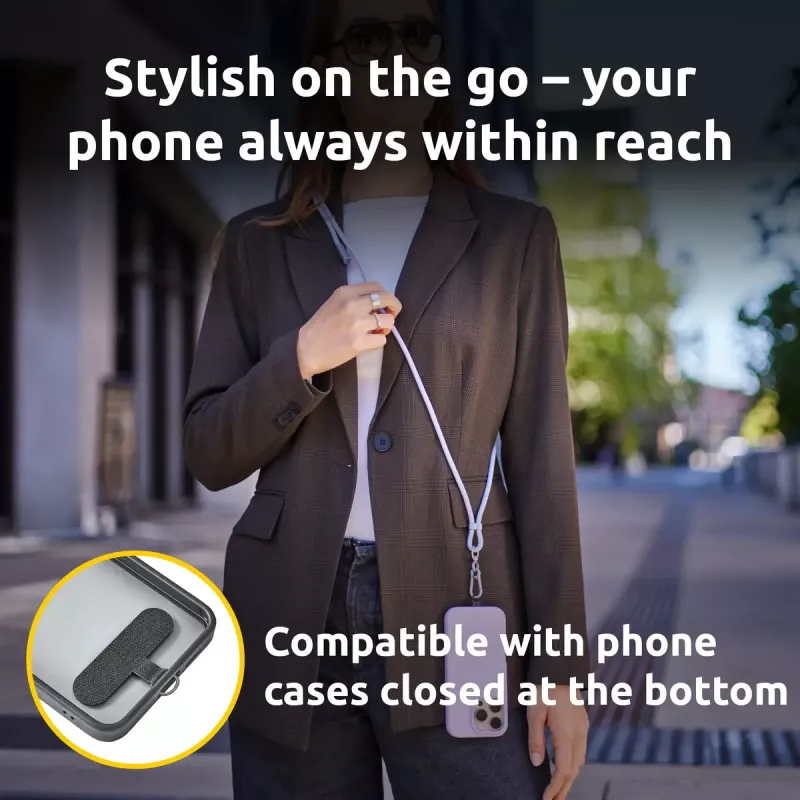 Intenso USB-C Charging Lanyard Phone Necklace Cable 60W Fast Charging Adjustable Length 1.65m Nylon Purple