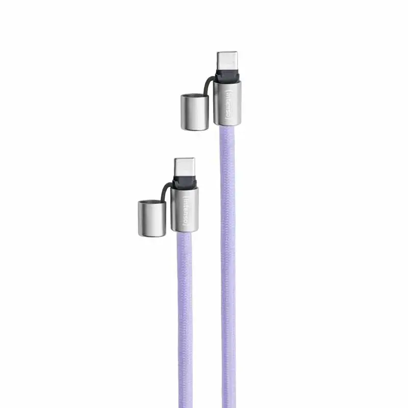Intenso USB-C Charging Lanyard Phone Necklace Cable 60W Fast Charging Adjustable Length 1.65m Nylon Purple