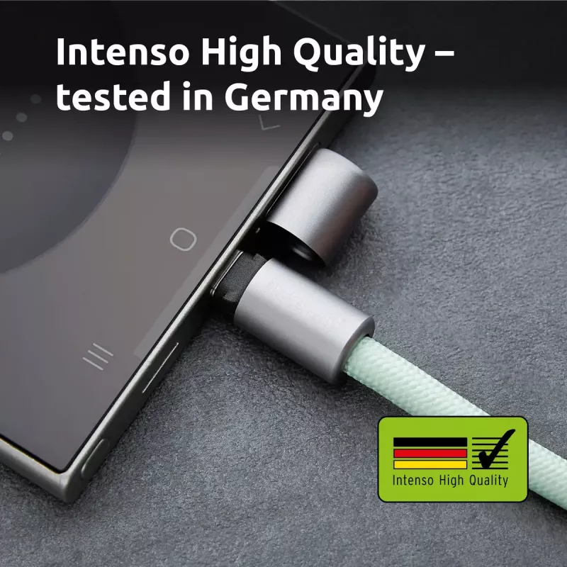 Intenso USB-C Charging Lanyard Phone Necklace Cable 60W Fast Charging Adjustable Length 1.65m Nylon Green