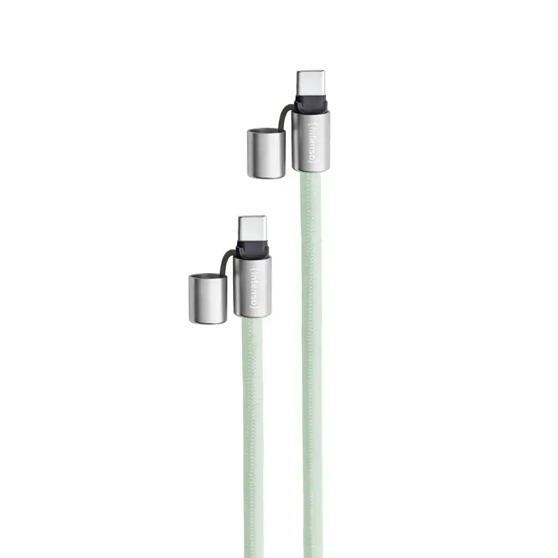 Intenso USB-C Charging Lanyard Phone Necklace Cable 60W Fast Charging Adjustable Length 1.65m Nylon Green