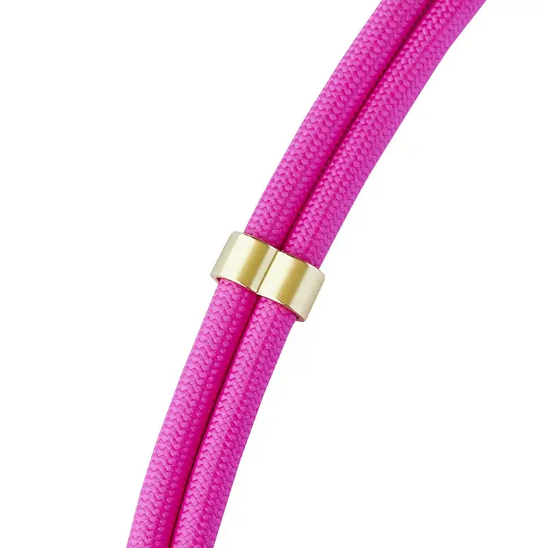 Intenso USB-C Charging Lanyard Phone Necklace Cable 60W Fast Charging Adjustable Length 1.65m Nylon Neon Pink