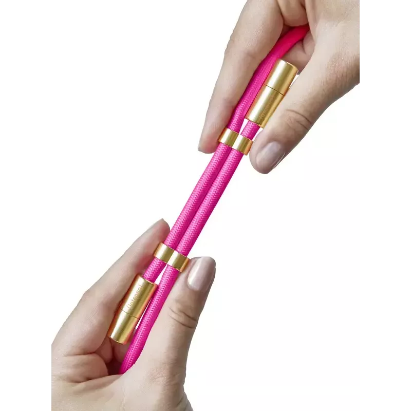 Intenso USB-C Charging Lanyard Phone Necklace Cable 60W Fast Charging Adjustable Length 1.65m Nylon Neon Pink