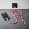 Intenso USB-C Charging Lanyard Phone Necklace Cable 60W Fast Charging Adjustable Length 1.65m Nylon Neon Pink
