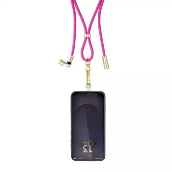 Intenso USB-C Charging Lanyard Phone Necklace Cable 60W Fast Charging Adjustable Length 1.65m Nylon Neon Pink