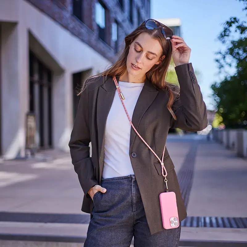 Intenso USB-C Charging Lanyard Phone Necklace Cable 60W Fast Charging Adjustable Length 1.65m Nylon Multicolour