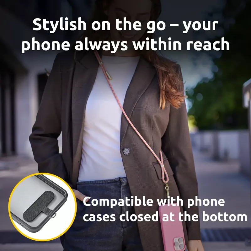 Intenso USB-C Charging Lanyard Phone Necklace Cable 60W Fast Charging Adjustable Length 1.65m Nylon Multicolour
