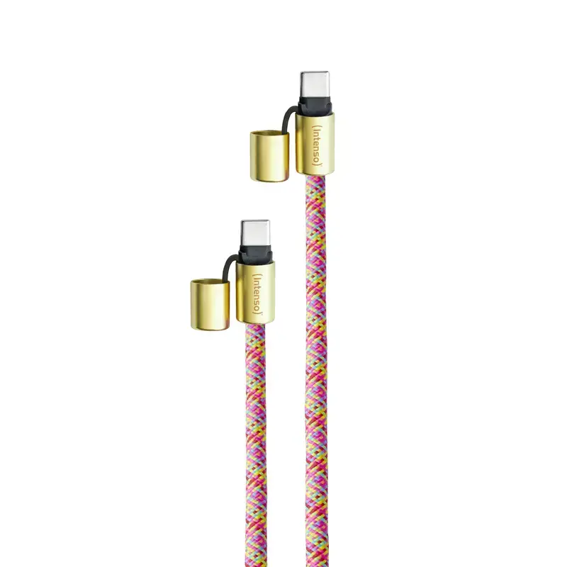 Intenso USB-C Charging Lanyard Phone Necklace Cable 60W Fast Charging Adjustable Length 1.65m Nylon Multicolour