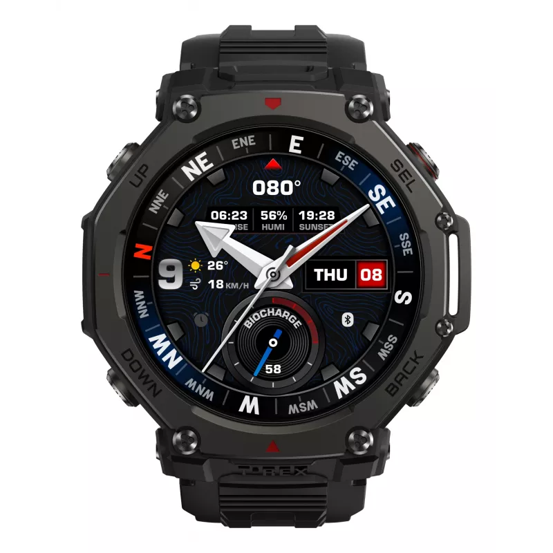 Amazfit T-Rex 3 Pro 3.81 cm (1.5 inch) AMOLED 48 mm Digital 480 x 480 pixels Touchscreen Black Wi-Fi GPS (satellite)