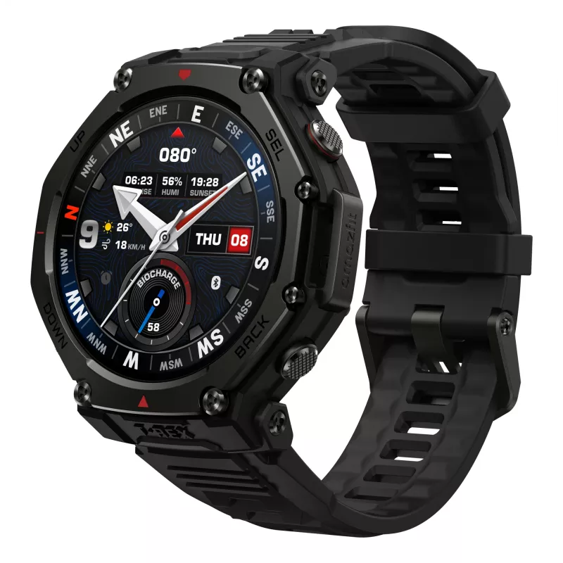 Amazfit T-Rex 3 Pro 3.81 cm (1.5 inch) AMOLED 48 mm Digital 480 x 480 pixels Touchscreen Black Wi-Fi GPS (satellite)