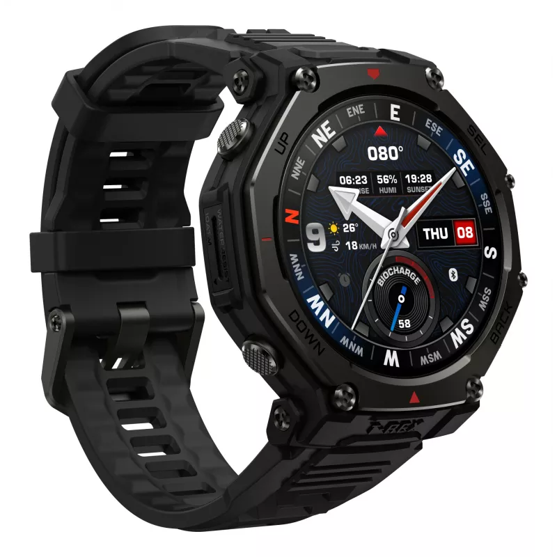 Amazfit T-Rex 3 Pro 3.81 cm (1.5 inch) AMOLED 48 mm Digital 480 x 480 pixels Touchscreen Black Wi-Fi GPS (satellite)