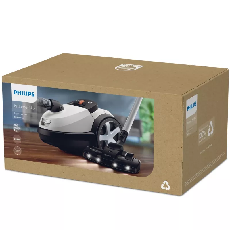 Cylinder vacuum Philips 8000 series XD8142/12 — 900 W, 4 L bag, HEPA, 12 m radius