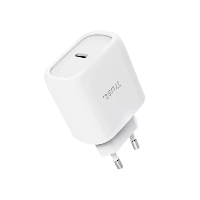 TRUST Maxo 45W USB-C GaN charger, 45 W, USB-C output, 20 V max, 2 m cable, white