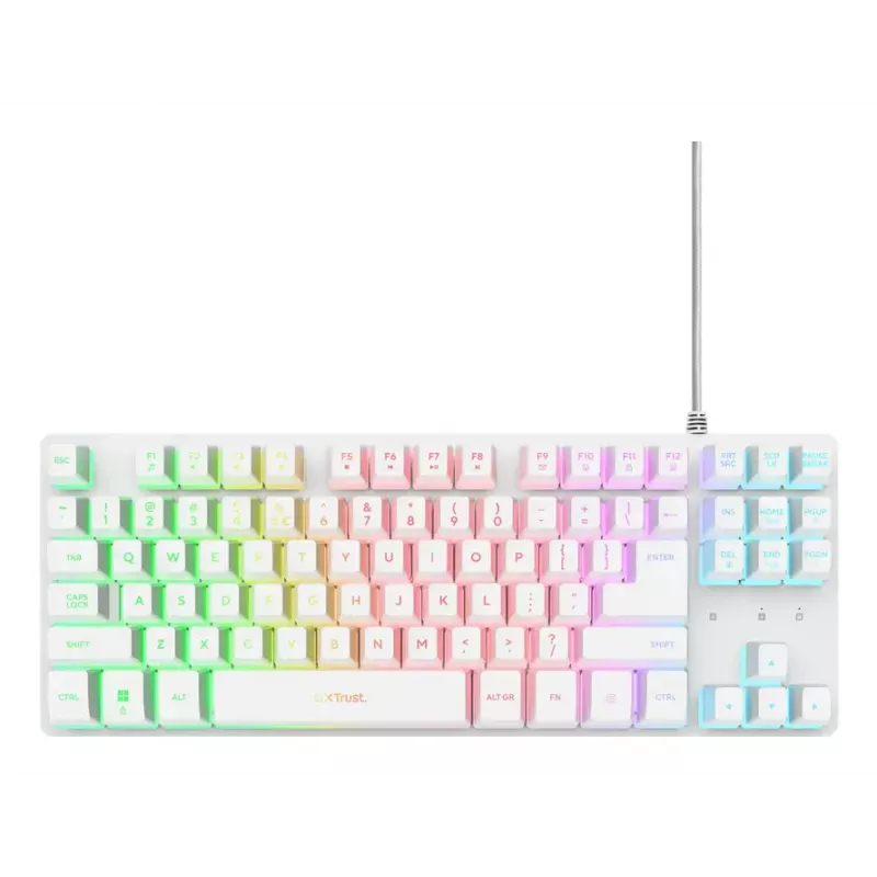 Mechanical Tenkeyless Gaming Keyboard TRUST GXT 833W Thado TKL — USB, QWERTY US, RGB, White, 87 keys
