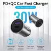 Car Charger Vention Two-Port USB A+C(18/20) Gray Mini Style Aluminium Alloy Type