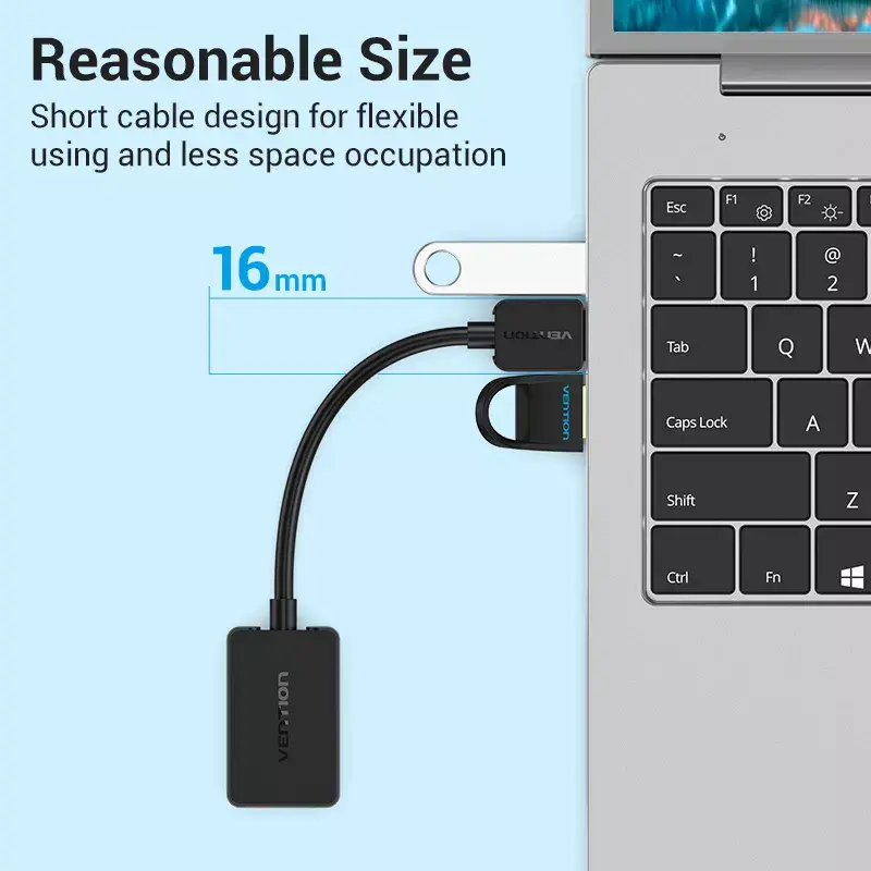 Vention 2-port USB External Sound Card 0.15M Black 2.1 channels 16 bit
