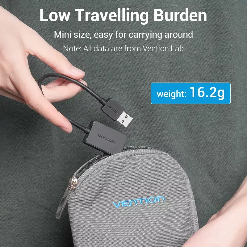 Vention 2-port USB External Sound Card 0.15M Black 2.1 channels 16 bit