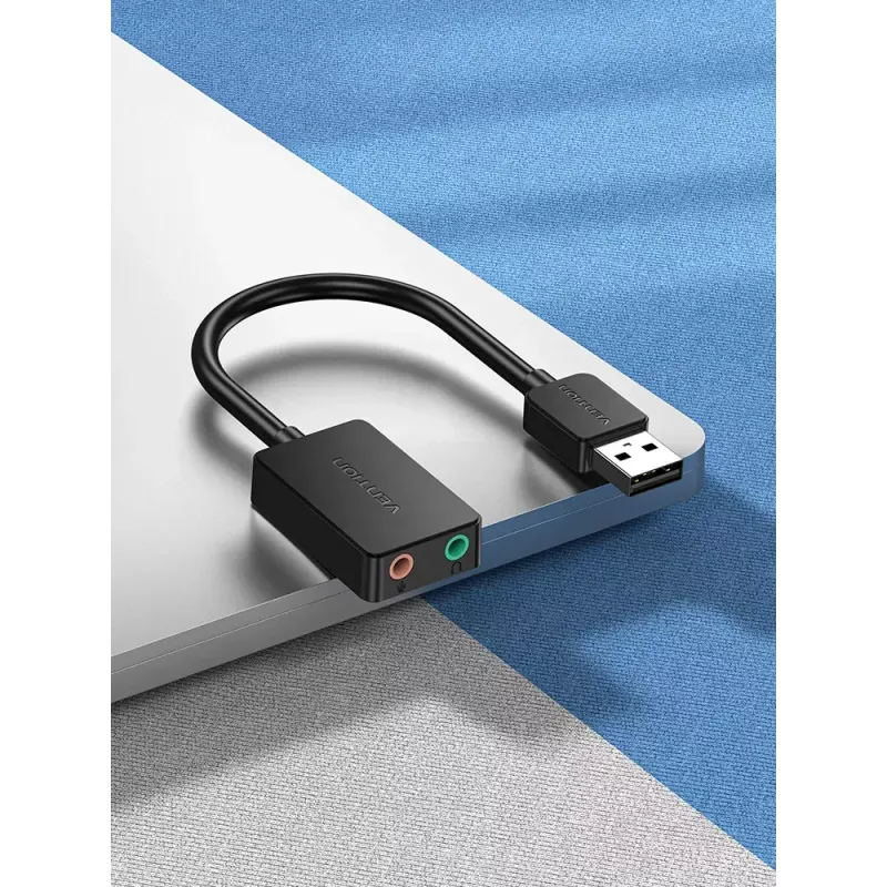 Vention 2-port USB External Sound Card 0.15M Black 2.1 channels 16 bit