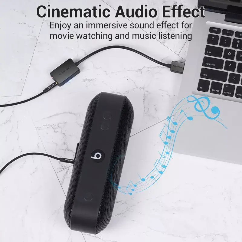 Vention 2-port USB External Sound Card 0.15M Black 2.1 channels 16 bit