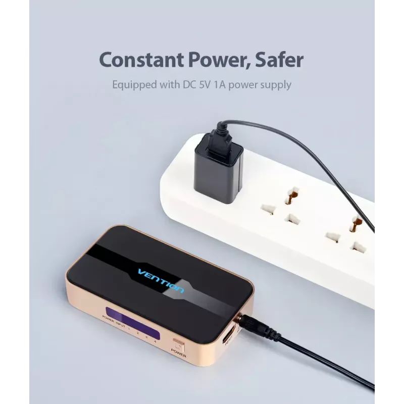 HDMI Splitter Vention 1 In 4 Out 4K@30Hz Gold Aluminum Alloy