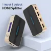 HDMI Splitter Vention 1 In 4 Out 4K@30Hz Gold Aluminum Alloy