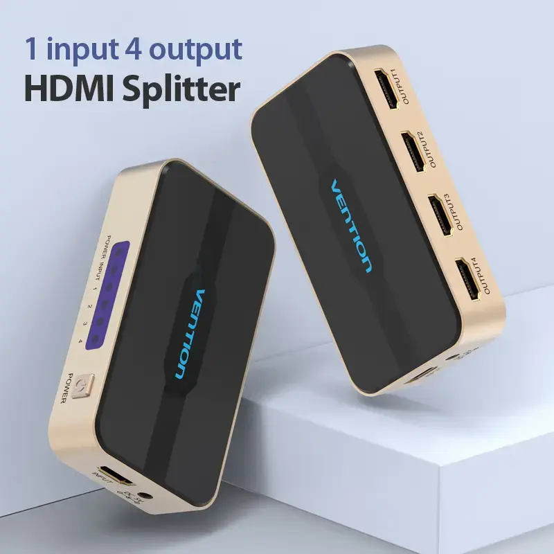 HDMI Splitter Vention 1 In 4 Out 4K@30Hz Gold Aluminum Alloy