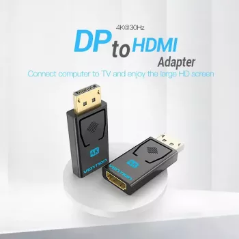 Vention DisplayPort Male to HDMI Female Adapter Black DP HDMI Gold Plated