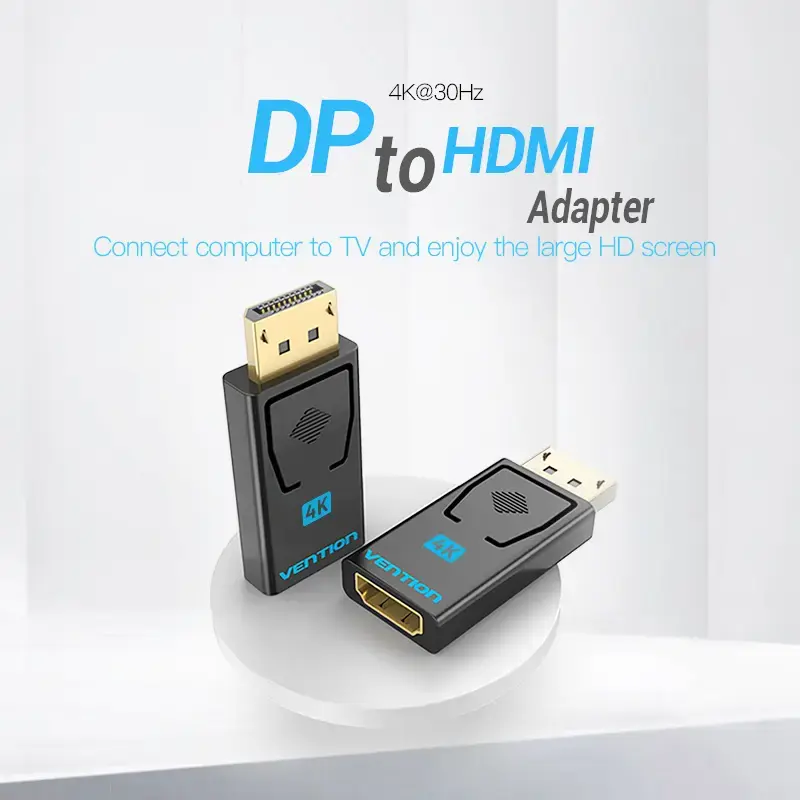Vention DisplayPort Male to HDMI Female Adapter Black DP HDMI Gold Plated