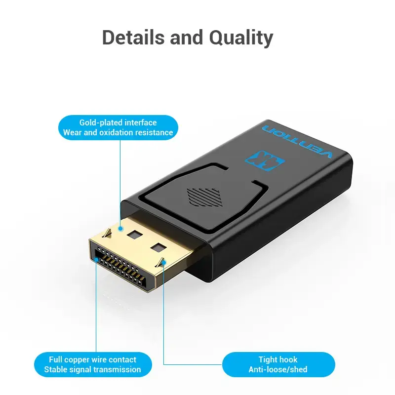 Vention DisplayPort Male to HDMI Female Adapter Black DP HDMI Gold Plated