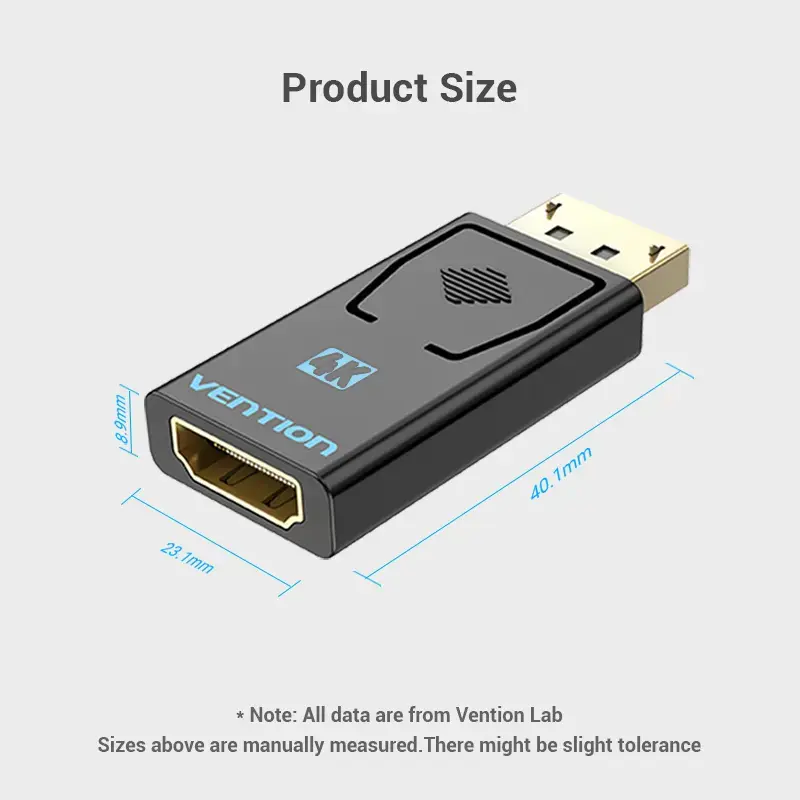 Vention DisplayPort Male to HDMI Female Adapter Black DP HDMI Gold Plated