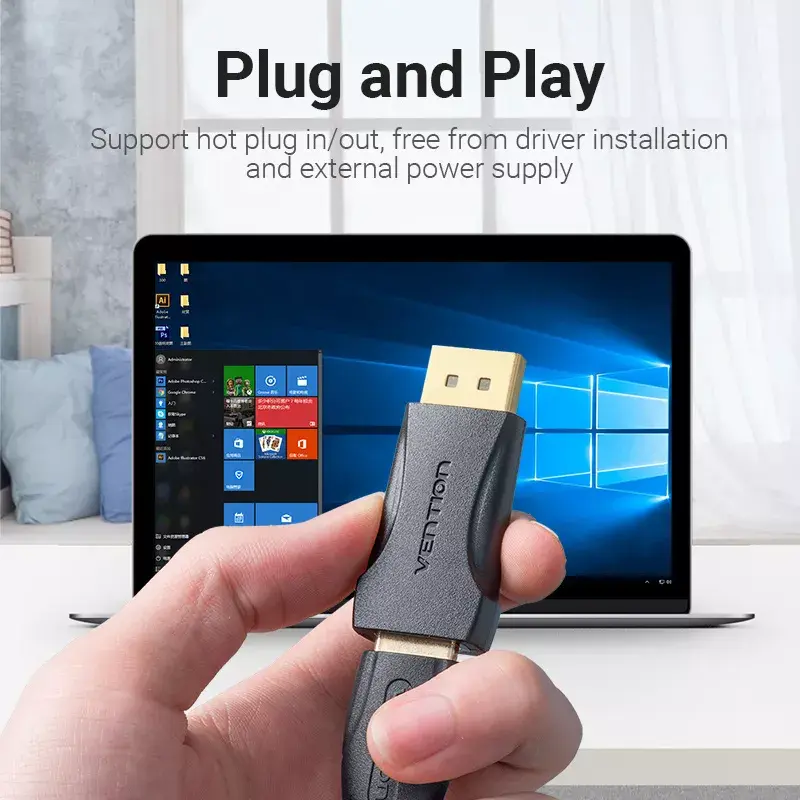 DisplayPort to HDMI adapter Vention HBOB0, DisplayPort male to HDMI female, black, gold-plated contacts