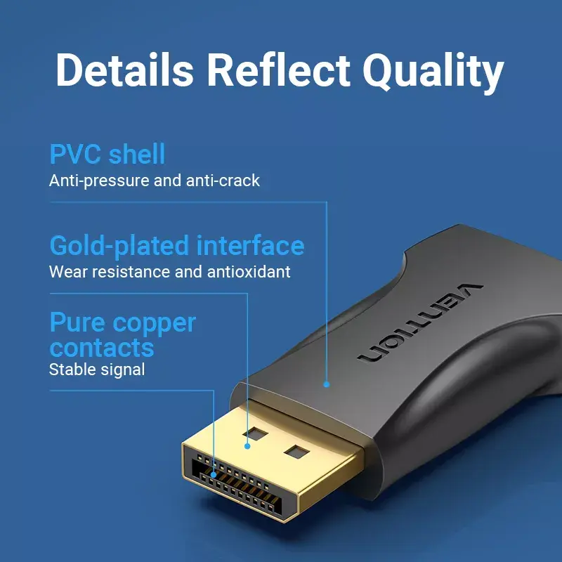 DisplayPort to HDMI adapter Vention HBOB0, DisplayPort male to HDMI female, black, gold-plated contacts