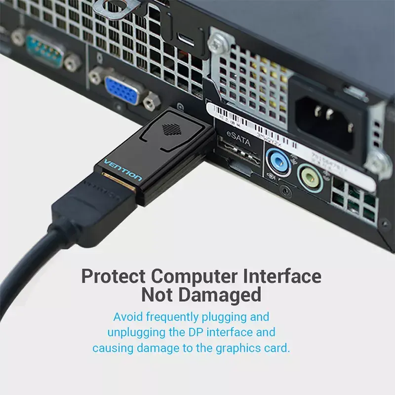 DisplayPort to HDMI adapter Vention HBKB0 — DP male to HDMI female, black, gold‑plated contacts