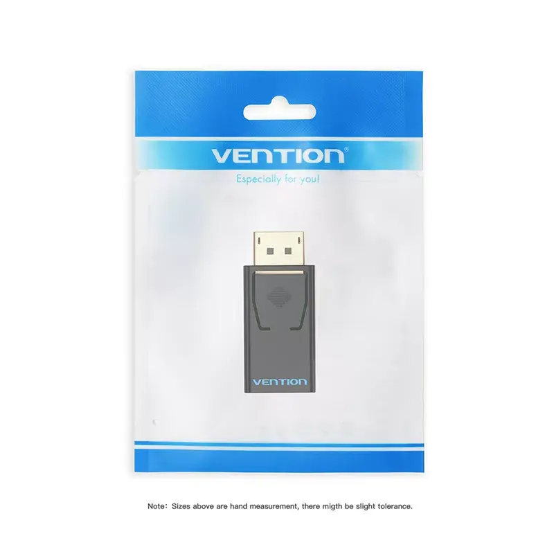 DisplayPort to HDMI adapter Vention HBKB0 — DP male to HDMI female, black, gold‑plated contacts