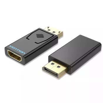DisplayPort to HDMI adapter Vention HBKB0 — DP male to HDMI female, black, gold‑plated contacts