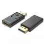 DisplayPort to HDMI adapter Vention HBKB0 — DP male to HDMI female, black, gold‑plated contacts