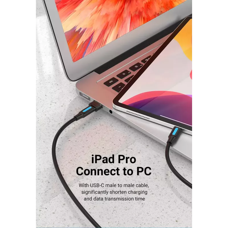 USB Adapter Vention CDWB0 USB 2.0 Male to USB-C Female Black PVC