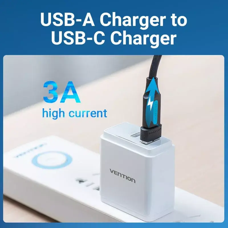 USB Adapter Vention CDWB0 USB 2.0 Male to USB-C Female Black PVC
