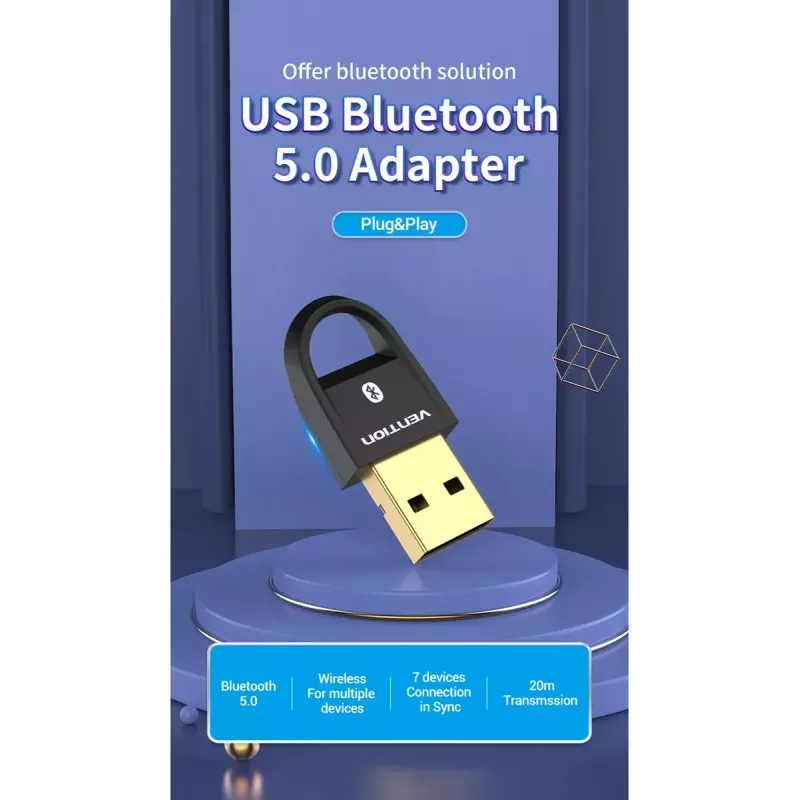 USB Bluetooth 5.0 Adapter Vention CDSB0 Black