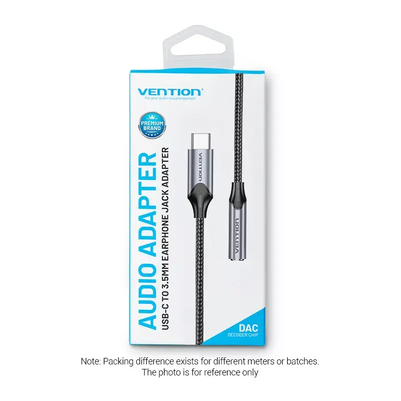 Vention USB-C to 3.5mm Earphone Jack Adapter BGMHA, USB Type-C male to 3.5mm female, 0.1 m, grey