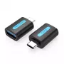 Vention USB-C to USB 3.0 OTG Adapter CDUB0 — USB-C male to USB-A female, black PVC, nickel-plated contacts