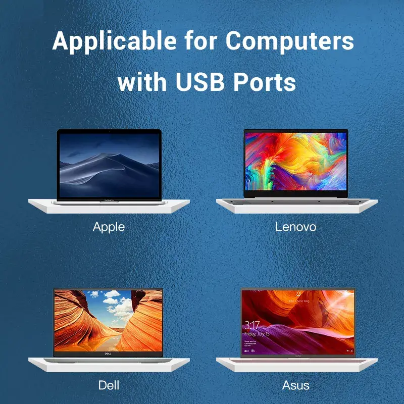USB 2.0 Hub Vention 3-Port with 100M Ethernet Adapter, USB 2.0 Host, 4 Ports, Black