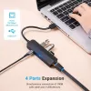 USB 2.0 Hub Vention 3-Port with 100M Ethernet Adapter, USB 2.0 Host, 4 Ports, Black