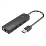 USB 2.0 Hub Vention 3-Port with 100M Ethernet Adapter, USB 2.0 Host, 4 Ports, Black
